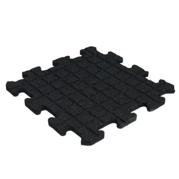Havedekorationer^Gummi-puslespilflise med EPDM-toplag 25 mm - Sort (RAL 9004) - Cfl-S1 - Midterstykke