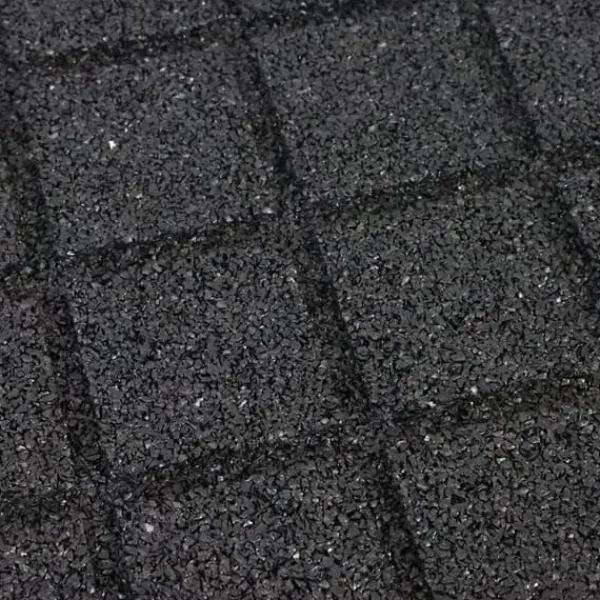 Havedekorationer^Gummi-puslespilflise med EPDM-toplag 25 mm - Sort (RAL 9004) - Cfl-S1 - Midterstykke