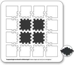 Havedekorationer^Gummi-puslespilflise med EPDM-toplag 25 mm - Sort (RAL 9004) - Cfl-S1 - Midterstykke