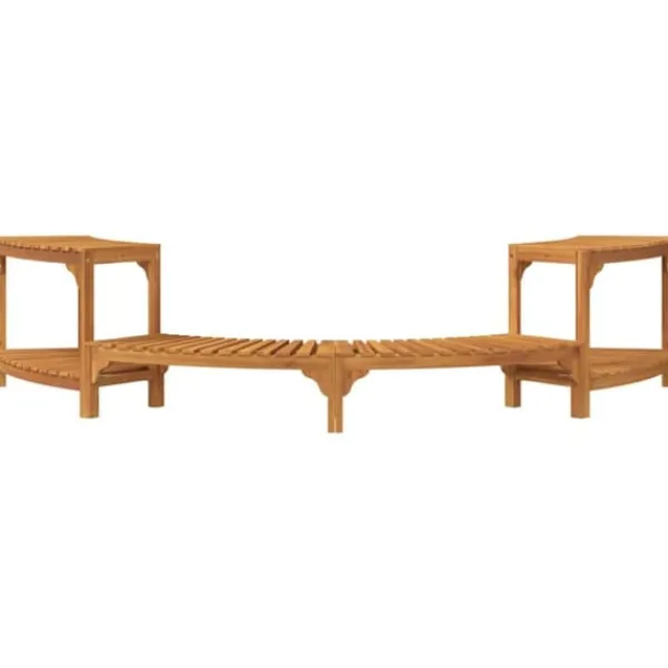Hot Halvrund udendørs badetub omkreds i solid akacietræ | Størrelse: 252 x 112 x 55.5 cm | Farve: Brun Spa & Udendørsbad