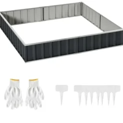 Plantningsbænke^Havebed, Tykt Farvet Stål, 258L x 90B x 30H cm, 253L x 85B x 30H cm Planteområde, Værktøjsfri Installation, Hævet Design