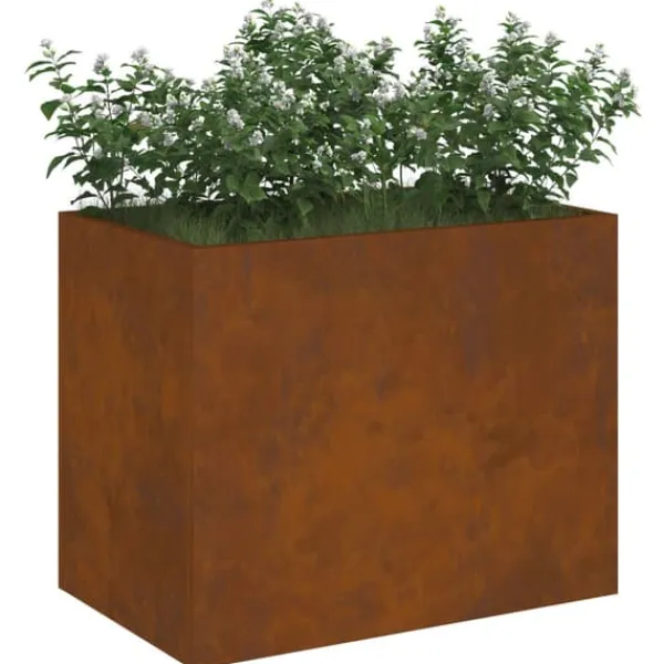 Krukker & Plantebeholdere^Haveblomsterkrukke i stål - Vejrbestandig | Størrelse: 50x32x40 cm | Farve: Brun