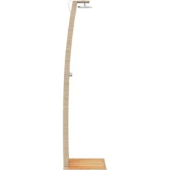 Havebruser i polyrattan med akacietræ - Fritstående udendørs bruser | Størrelse: 55x60x224 cm | Farve: Beige Spa & Udendørsbad