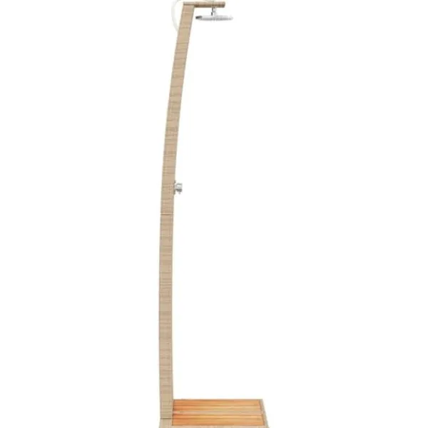 Havebruser i polyrattan med akacietræ - Fritstående udendørs bruser | Størrelse: 55x60x224 cm | Farve: Beige Spa & Udendørsbad
