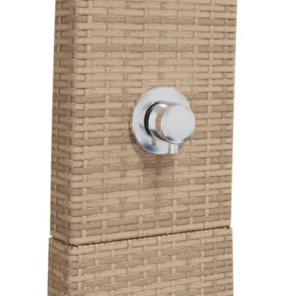 Havebruser i polyrattan med akacietræ - Fritstående udendørs bruser | Størrelse: 55x60x224 cm | Farve: Beige Spa & Udendørsbad