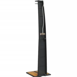 Best Havebruser i polyrattan med akacietræ - Udendørs brusebad | Størrelse: 55x60x224 cm | Farve: Sort Spa & Udendørsbad