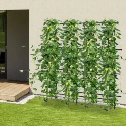 Online Havebue - Espalier med net - Rustbestandigt stål & PE - Mål 180×30×180 cm - Rør Ø16 mm - Til klatreplanter - Sort Krukker & Plantebeholdere