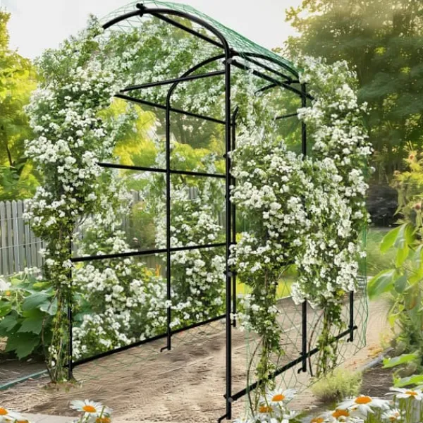 Online Havebue Espalier - Metal Plantestativ - 160 cm Høj - Pulverlakeret - Til Klatreplanter & Agurker - Udendørs Bue/Tunnel - Hvid Buer, Spalier, Lysthuse Uden Tag