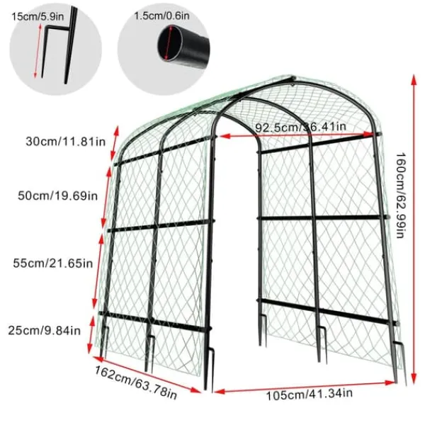 Online Havebue Espalier - Metal Plantestativ - 160 cm Høj - Pulverlakeret - Til Klatreplanter & Agurker - Udendørs Bue/Tunnel - Hvid Buer, Spalier, Lysthuse Uden Tag