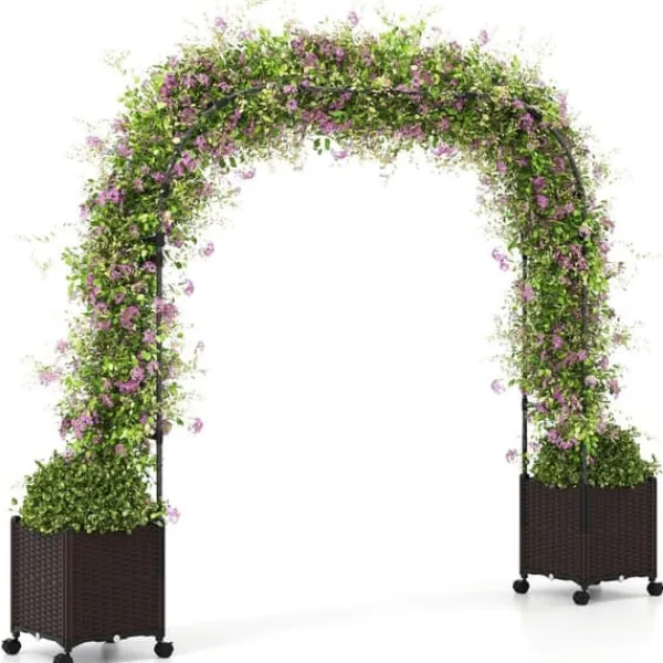 Buer, Spalier, Lysthuse Uden Tag^Havebue Espalier, 202x40x288 cm, Sort og Brun