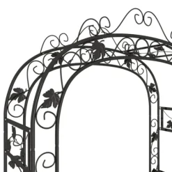Buer, Spalier, Lysthuse Uden Tag^Havebue i pulverlakeret stål - Blomsterbue til haven | Størrelse: 116x45x240 cm | Farve: Sort