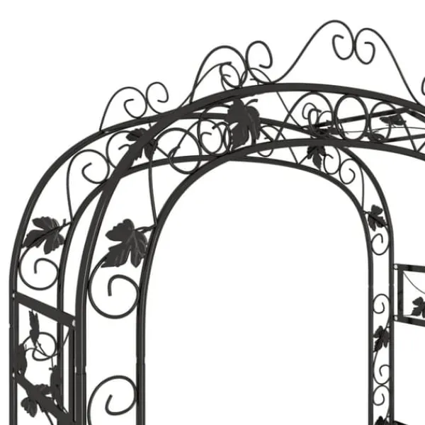 Buer, Spalier, Lysthuse Uden Tag^Havebue i pulverlakeret stål - Blomsterbue til haven | Størrelse: 116x45x240 cm | Farve: Sort