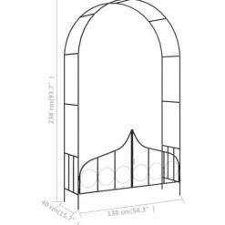 Buer, Spalier, Lysthuse Uden Tag^Havebue med låge 138x40x238 cm sort - Havebue - Havebuer - Home & Living