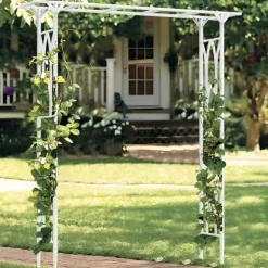 New Havebue Pergola - Metalspalier - PVC-belagt ramme - Ekstra robust til udendørs brug - Til klatreplanter og bryllup - Hvid Buer, Spalier, Lysthuse Uden Tag