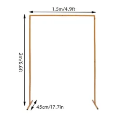 Discount Havebue til bryllup, firkantet metalbue med baser, 6,6 × 4,9 ft, gul, størrelse M Buer, Spalier, Lysthuse Uden Tag