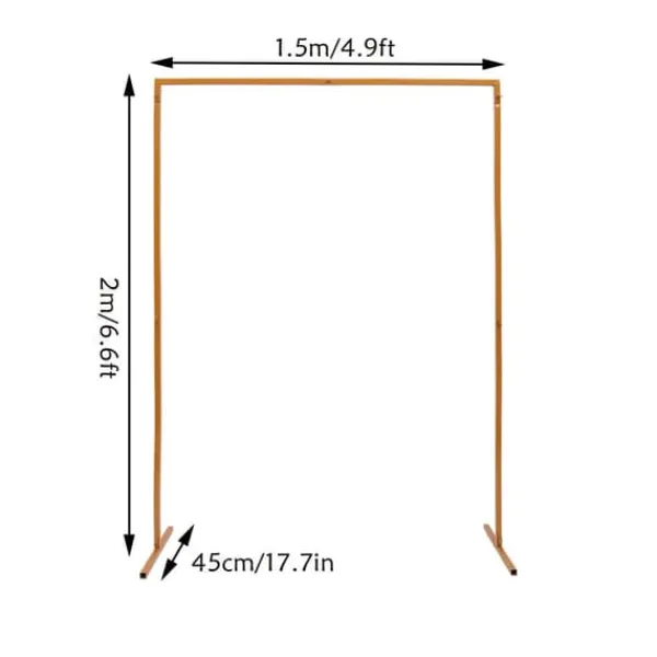 Discount Havebue til bryllup, firkantet metalbue med baser, 6,6 × 4,9 ft, gul, størrelse M Buer, Spalier, Lysthuse Uden Tag