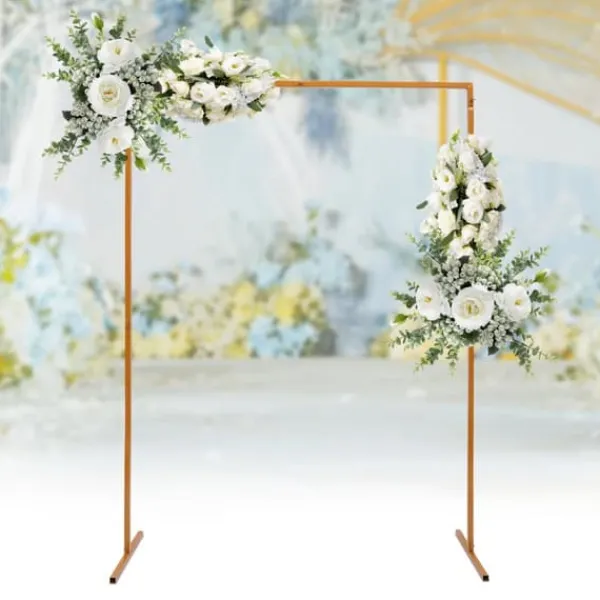 Discount Havebue til bryllup, firkantet metalbue med baser, 6,6 × 4,9 ft, gul, størrelse M Buer, Spalier, Lysthuse Uden Tag