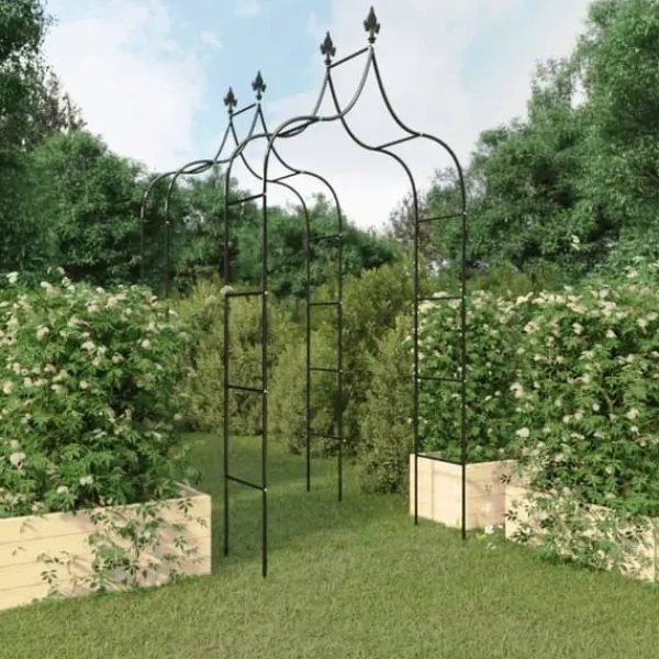 Clearance Havebuer 2 stk. - Romantisk havebue i pulverlakeret stål | Størrelse: 120x38x260 cm | Farve: Sort Buer, Spalier, Lysthuse Uden Tag
