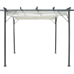 New Havebuer, espalierer & pergolaer - Living pergola med tilbagetrækkeligt tag 3x3 m stål cremefarvet Buer, Spalier, Lysthuse Uden Tag