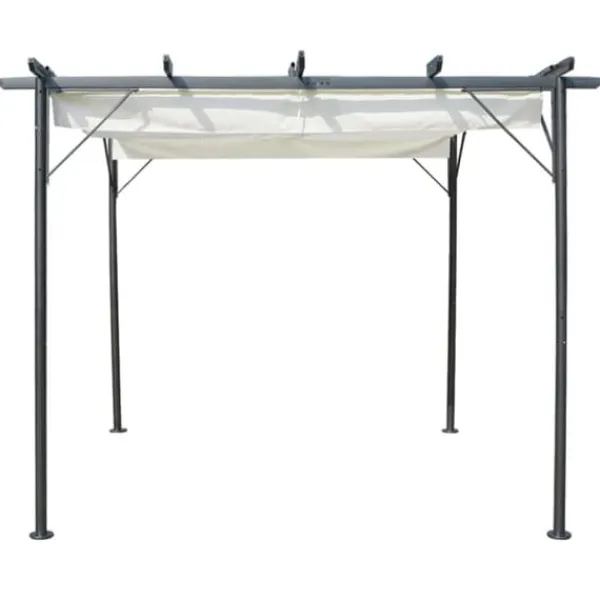 New Havebuer, espalierer & pergolaer - Living pergola med tilbagetrækkeligt tag 3x3 m stål cremefarvet Buer, Spalier, Lysthuse Uden Tag