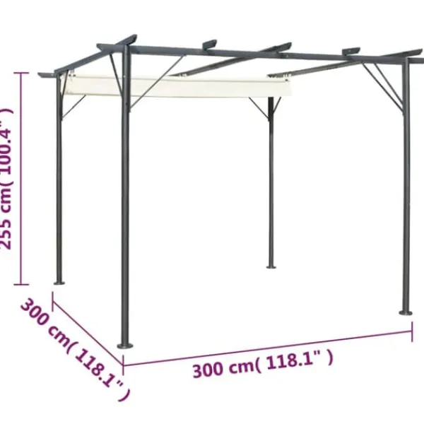 New Havebuer, espalierer & pergolaer - Living pergola med tilbagetrækkeligt tag 3x3 m stål cremefarvet Buer, Spalier, Lysthuse Uden Tag