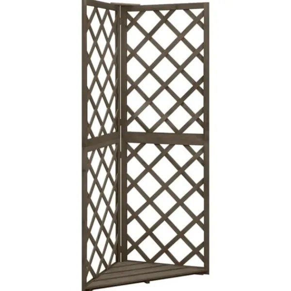 Buer, Spalier, Lysthuse Uden Tag^Havebuer, espalierer & pergolaer - Living espalier til hjørne 50x50x145 cm massivt grantræ grå