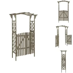 Clearance Havebuer, espalierer & pergolaer - Living pergola med låge 116x40x204 cm massivt grantræ grå Buer, Spalier, Lysthuse Uden Tag