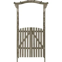 Clearance Havebuer, espalierer & pergolaer - Living pergola med låge 116x40x204 cm massivt grantræ grå Buer, Spalier, Lysthuse Uden Tag