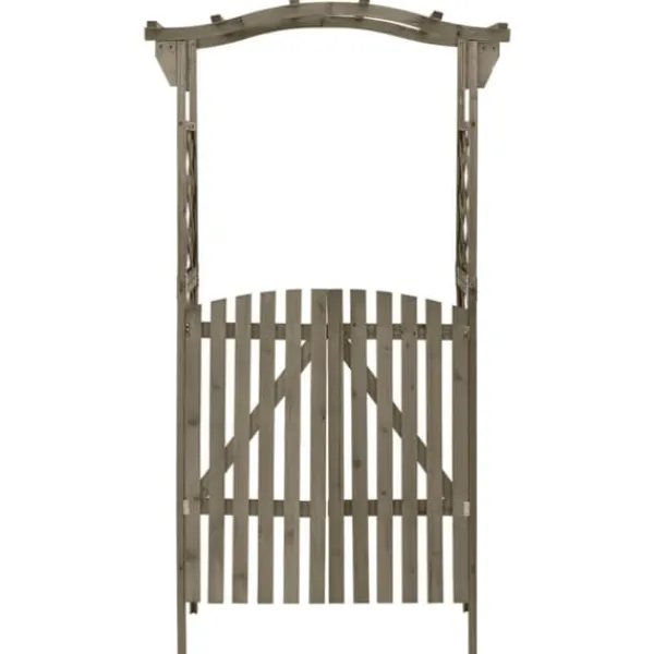 Clearance Havebuer, espalierer & pergolaer - Living pergola med låge 116x40x204 cm massivt grantræ grå Buer, Spalier, Lysthuse Uden Tag