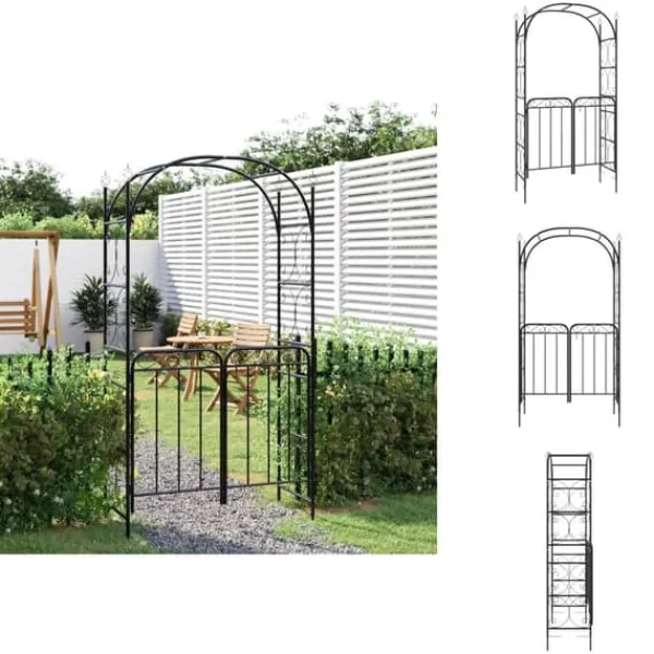Buer, Spalier, Lysthuse Uden Tag^Havebuer, espalierer & pergolaer - Living havebue med låge 108x45x235 cm stål sort