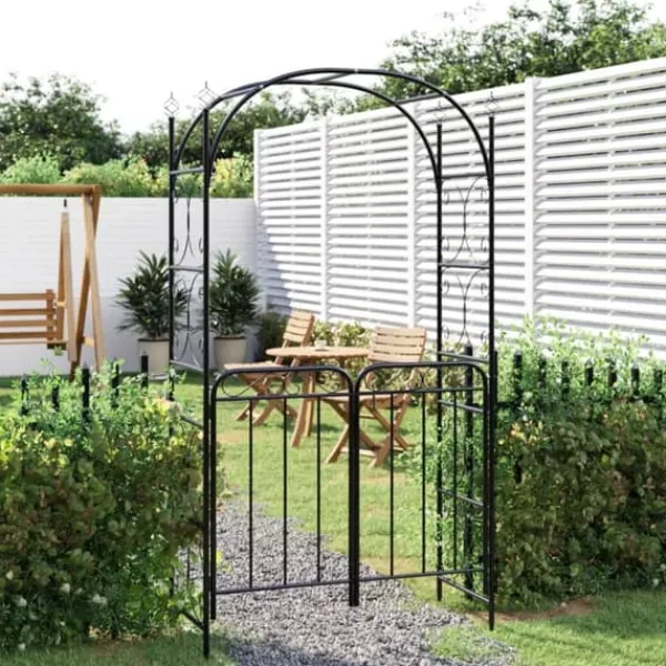 Buer, Spalier, Lysthuse Uden Tag^Havebuer, espalierer & pergolaer - Living havebue med låge 108x45x235 cm stål sort