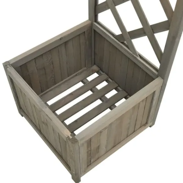 Buer, Spalier, Lysthuse Uden Tag^Havebuer, espalierer & pergolaer - Living havepergola med plantekasse massivt fyrretræ grå