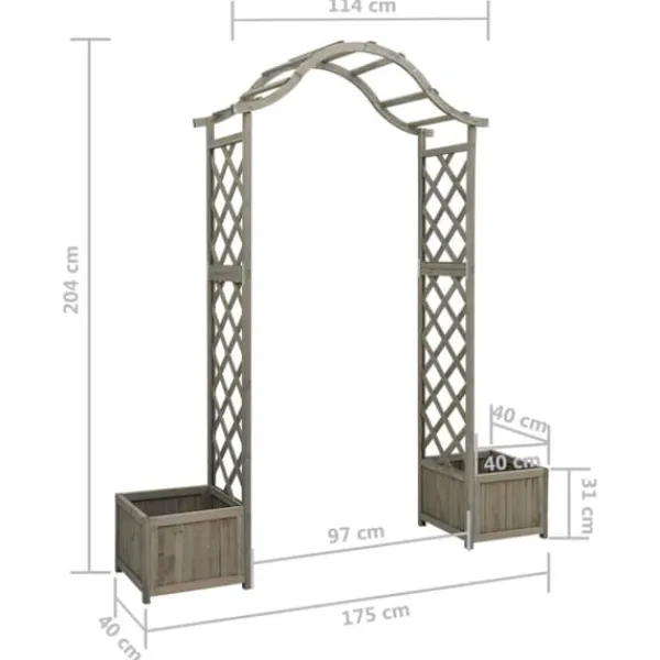 Buer, Spalier, Lysthuse Uden Tag^Havebuer, espalierer & pergolaer - Living havepergola med plantekasse massivt fyrretræ grå