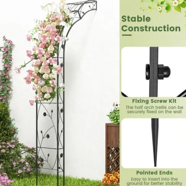Krukker & Plantebeholdere^Havebuer, 150x39x250 cm, Sort