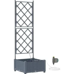 Online Havedåse med automatisk vanding - Rektangulær plantekasse i stål | Farve: Lysegrå | Størrelse: 40x40x126 cm Krukker & Plantebeholdere