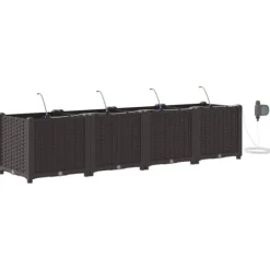 Havedåse med automatisk vanding - Moderne plantekasse i stål | Størrelse: 160x40x37,5 cm | Farve: Brun Plantningsbænke