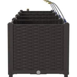 Havedåse med automatisk vanding - Moderne plantekasse i stål | Størrelse: 160x40x37,5 cm | Farve: Brun Plantningsbænke