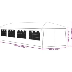 Sale Havefesttelt 3x12 m - Hvid UV-resistent og vandafvisende | Størrelse: 3 x 12 m Telte & Lysthuse