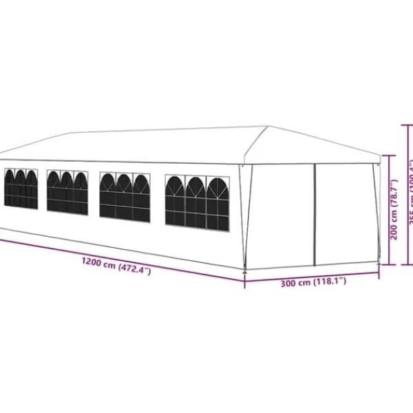 Sale Havefesttelt 3x12 m - Hvid UV-resistent og vandafvisende | Størrelse: 3 x 12 m Telte & Lysthuse