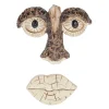 Havedekorationer^Havefigur, 2-delt træansigt, 10x13x2,5 cm, Brun