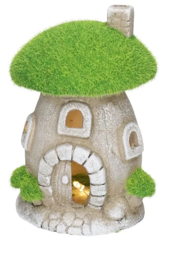 Clearance HAVEFIGUR HUS SVAMP KERAMISK LED Havedekorationer