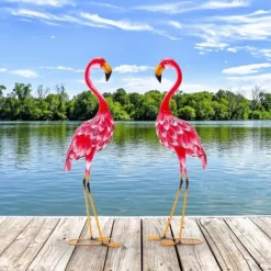 Online Havefigur Sæt, Flamingo Dekoration 2-delt, 20x27x89 cm Havedekorationer