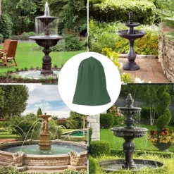 Hot Havefontæne Statue Beskyttelsesdæksel Sølvbelagt Oxford Stoff Vandtæt Vindtæt Fontænebeskytter Springvand & Damme