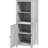 Best Havekabinet i træ 60×60×160 cm, aflåseligt med hylder, vejrbestandigt redskabsskur, lysegrå Skure, Garager & Carports