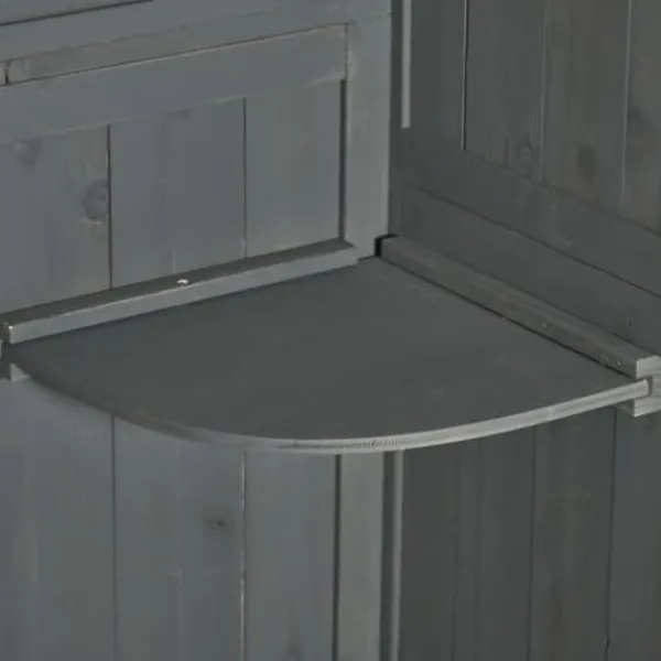 Outlet Havekabinet i træ med vindue & hylder, 77×54,2×179 cm, grå/grøn Skure, Garager & Carports