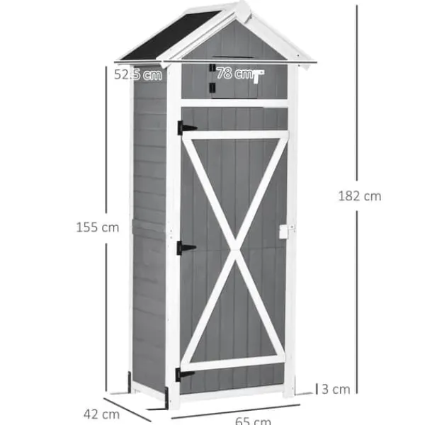 Skure, Garager & Carports^Havekabinet med dør & tag, 78×52,5×182 cm, grå – ideel til haveopbevaring
