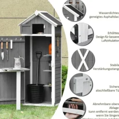 Skure, Garager & Carports^Havekabinet med dør & tag, 78×52,5×182 cm, grå – ideel til haveopbevaring
