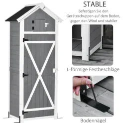 Skure, Garager & Carports^Havekabinet med dør & tag, 78×52,5×182 cm, grå – ideel til haveopbevaring