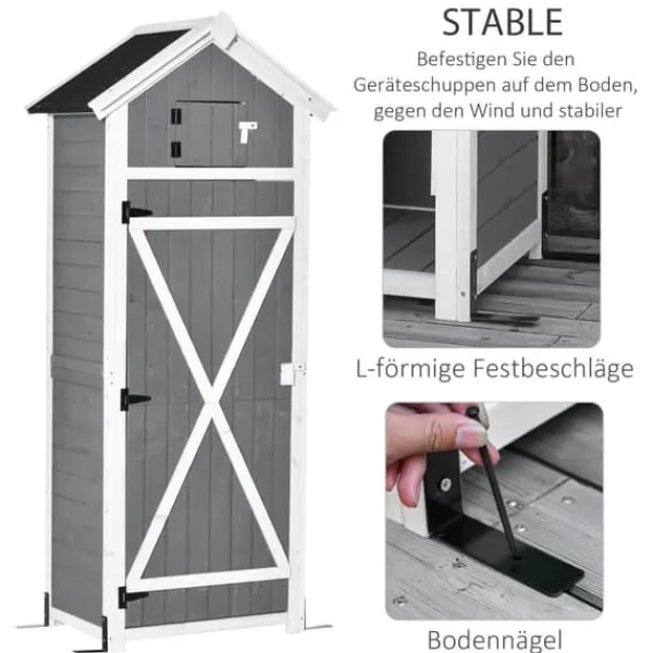 Skure, Garager & Carports^Havekabinet med dør & tag, 78×52,5×182 cm, grå – ideel til haveopbevaring