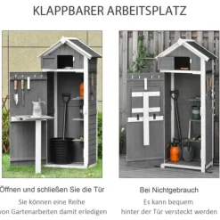 Skure, Garager & Carports^Havekabinet med dør & tag, 78×52,5×182 cm, grå – ideel til haveopbevaring